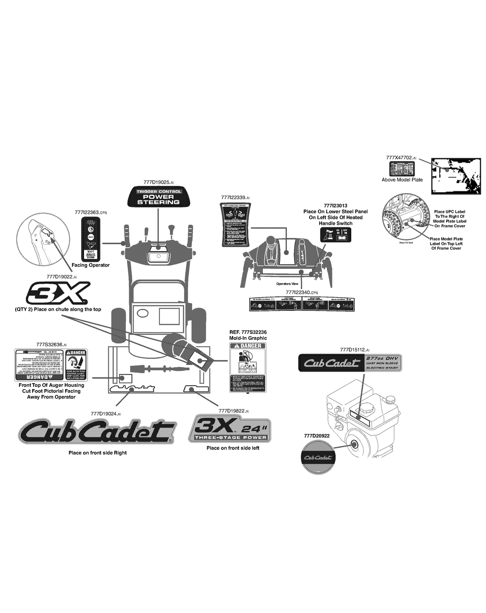 Label Map 31ah54tc710 Diagram and Parts List for 3X24-INCH31AH54TC (31AH54TC710-31AH54TC756)(2015) Cub Cadet Snow Blower
